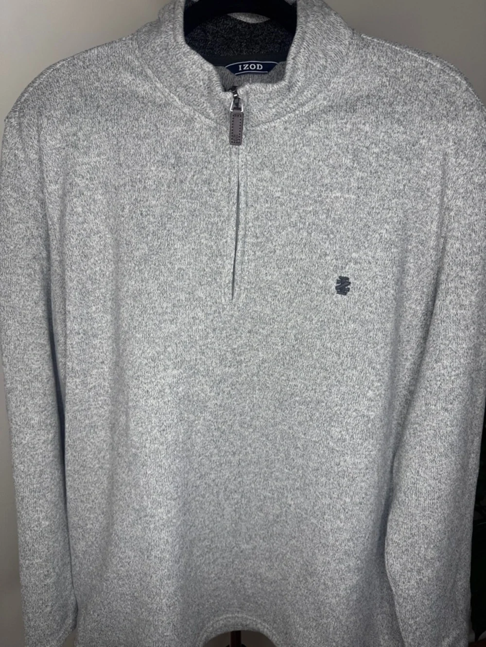 Izod Heather Gray Quarter-Zip Knit Pullover NWOT